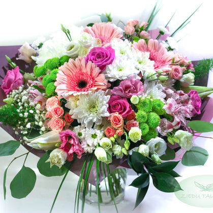 Lielais pušķis folijā. Diametrs 55 cm. 80,-e