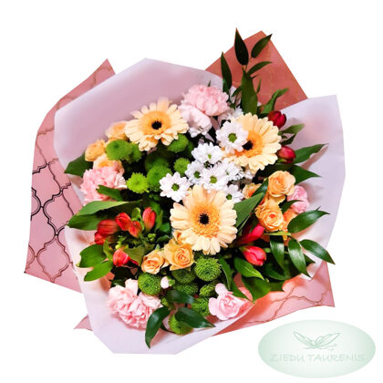 Ziedu pušķis. D30 cm. Dažādi ziedi. 45,-e