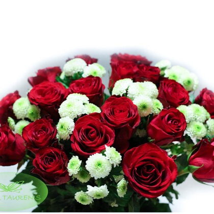 Rožu un krizantēmu pušķis. 55,-e